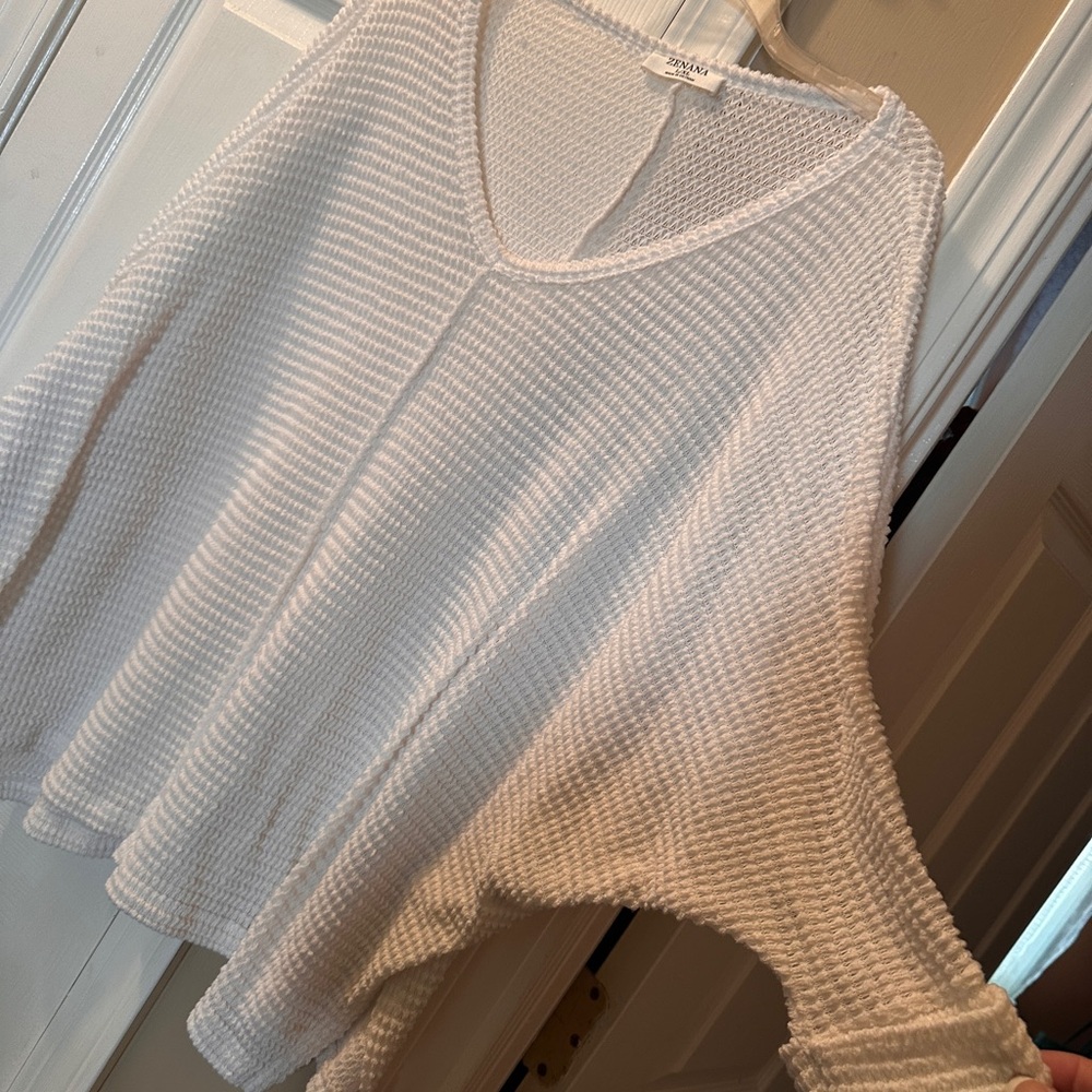 Zenana Outfitters V-Neck Sweater in Cream